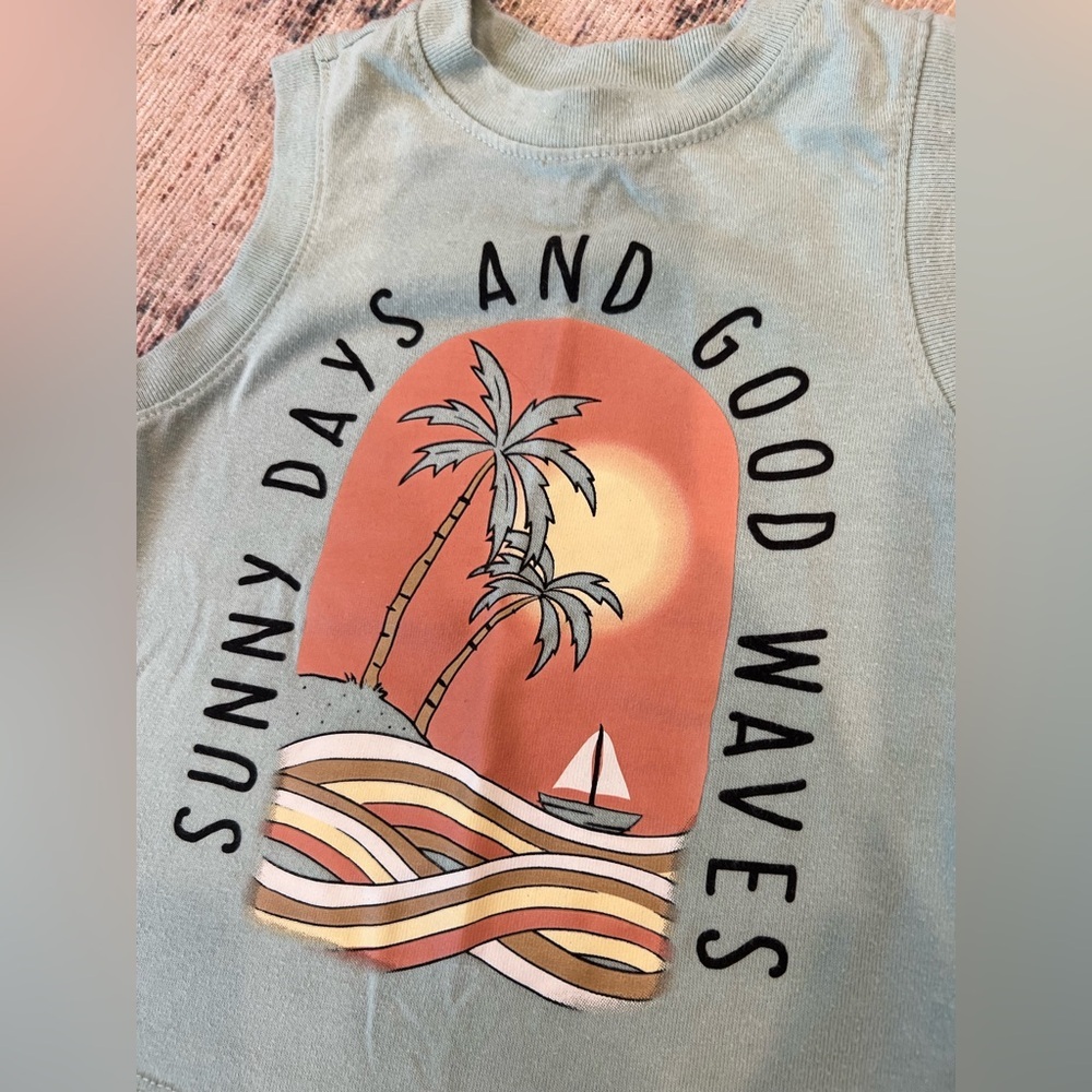 Garanimals Green Tank Top Sunny Days Graphic 12 month - Picture 2 of 3
